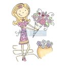 CL014 Штамп "Девочка с цветами" (Girl with Flowers)