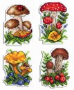 Грибное лукошко. Магниты (4 шт., 6*9 см) (пластиковая канва)