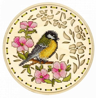 Встреча весны. Синица. Декоративное украшение 18*18 см (деревянная основа)
