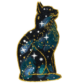Брошь. Космическая кошка (3.5*6 см) (гладь) (ткань с нанесенным рисунком)